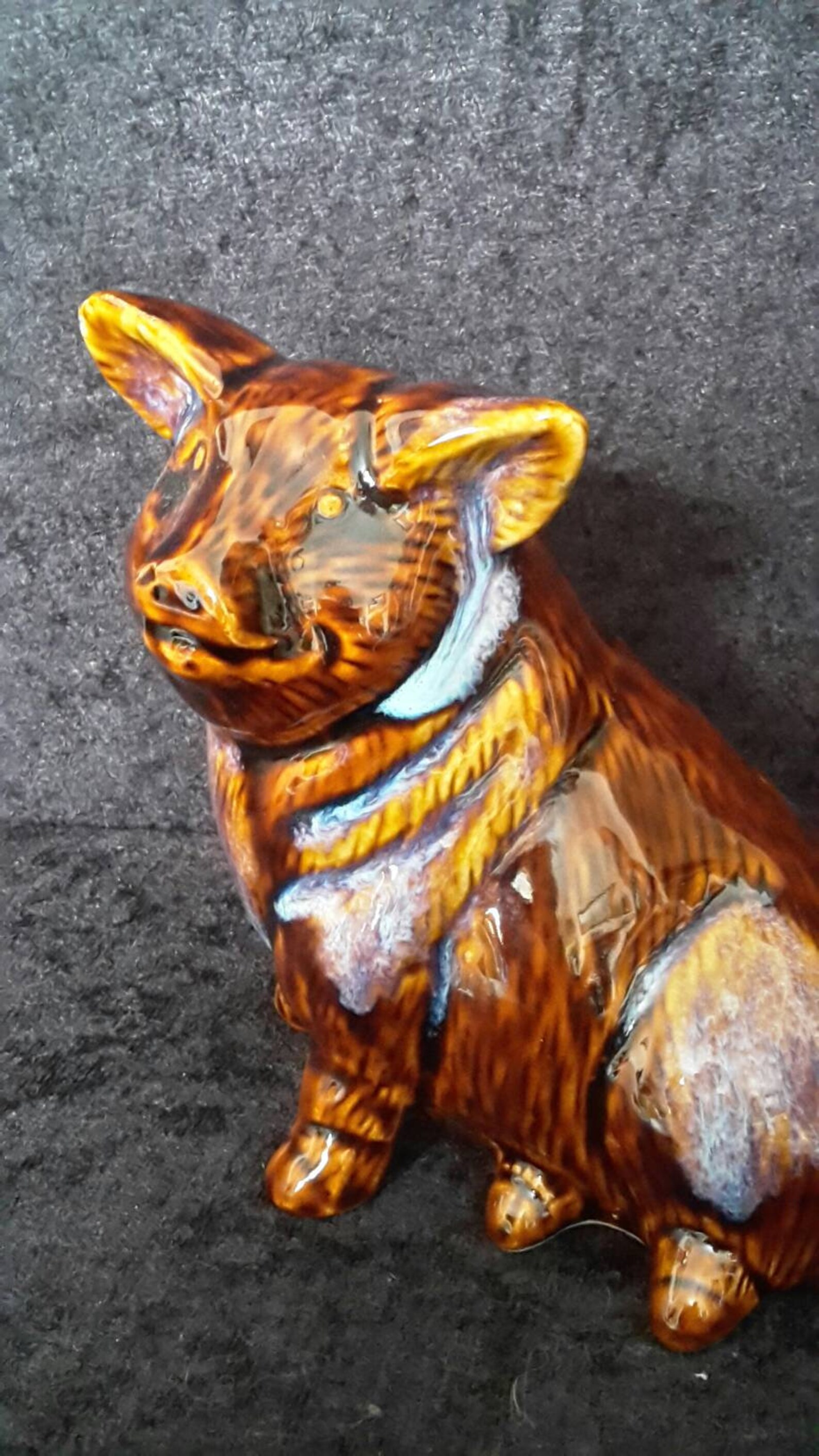 Handsome pottery Sitting Pig . Pig ornament. Treacle