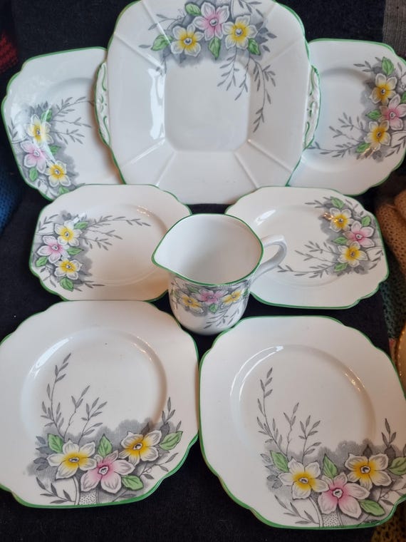 Delightful Complete Art Deco Sandwich or Cake Set by Melba Bone