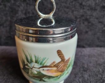 Lovely extra large  1930s design Art Deco Vintage Royal Worcester porcelain double extra large coddler in a fabulous wild bird design.