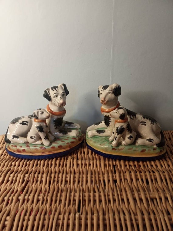 Fabulous Pair of Staffordshire Hand painted Jordan Tout Court 1897