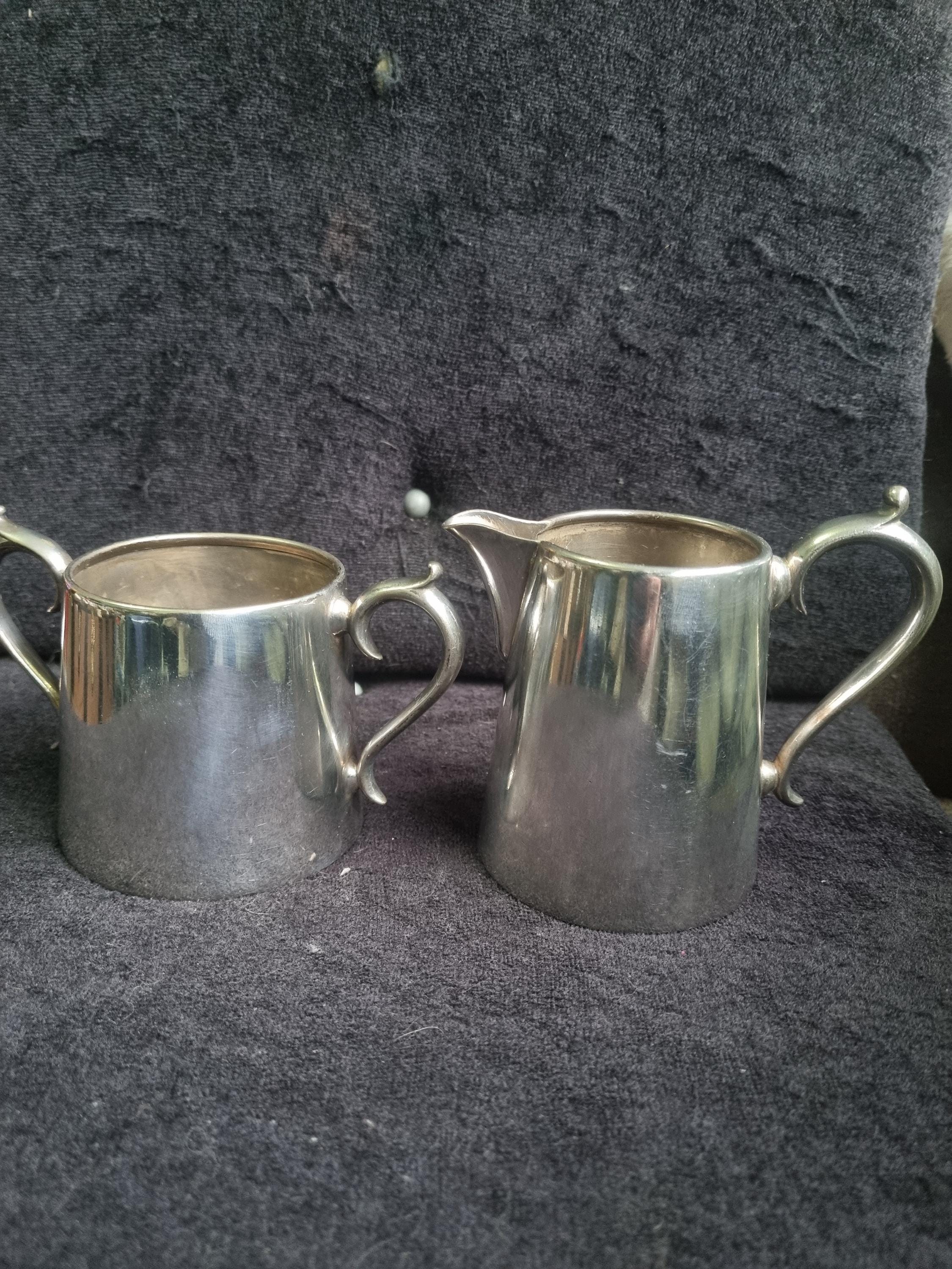 Antique Mappin and Webb Silver Princes Plate Creamer Jug and Sugar