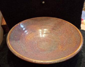 Impresionante cuenco de cerámica de estudio acristalado Flambe ideal para la fruta.velas flotantes o serving.hand throwd and glazed stoneware bowl