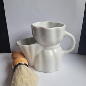 Vintage Keramik Rasiertiegel mit schönem retro 1950er Jahre Rasiertiegel mit neuem Pinsel