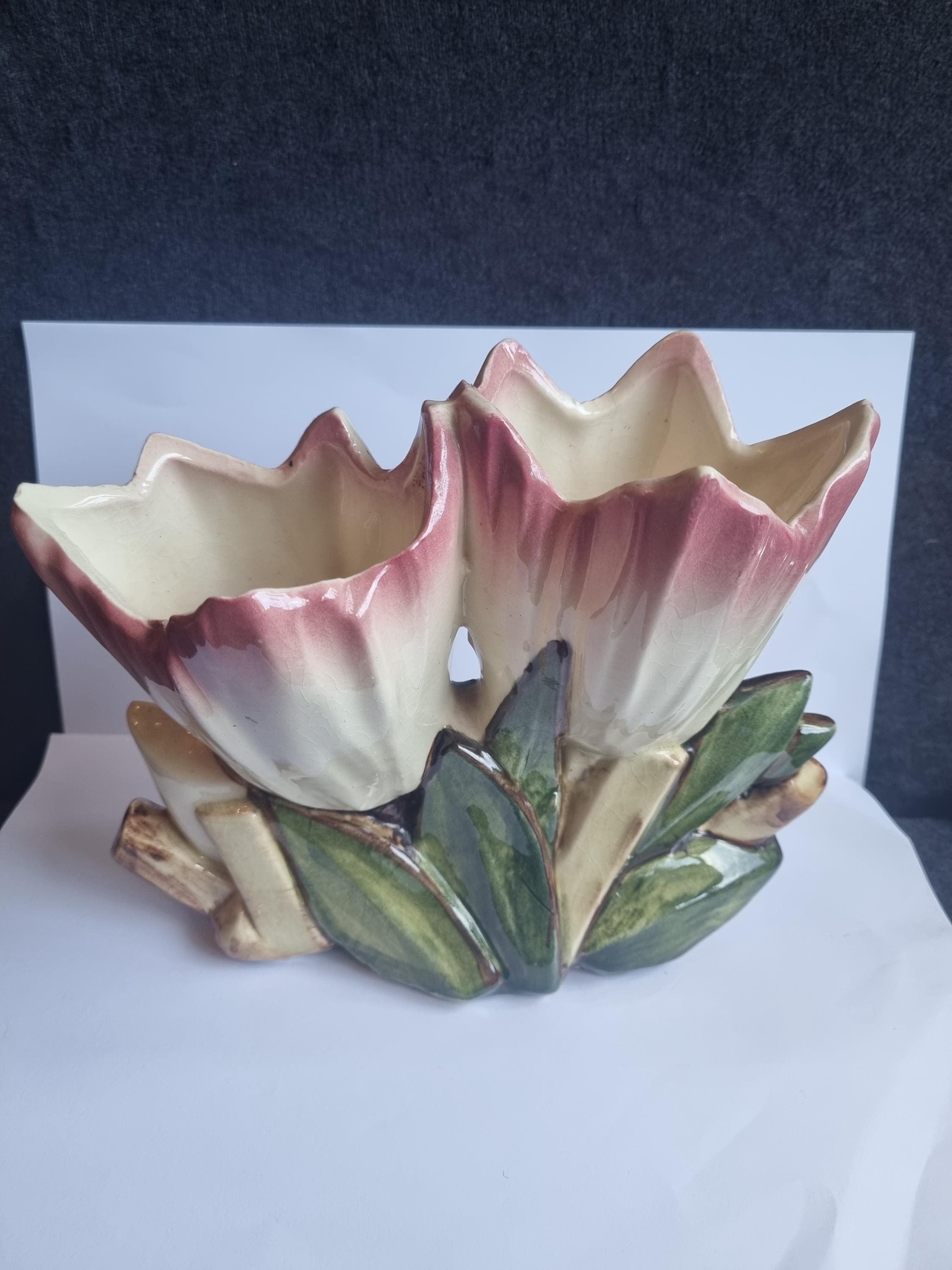 キッズ古着50's rockmoumt fancy art deco tulip Beautiful Mid 20thc Mccoy Double Tulip Vase - Etsy