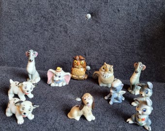 Amazing collection of WADE Disney HatBox collection Whimsies. Lady and the Tramp,Bambi,Dumbo and Pegasus and 101 dalmatians,fox and hound
