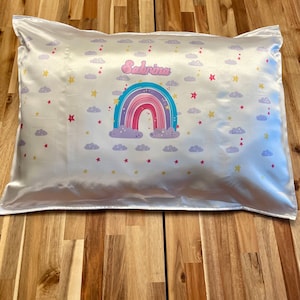Personalized Satin Pillowcase for Hair and Skin Queen, Sleepover Party favors, Rainbow theme personalized party, PJ party - Set of 1