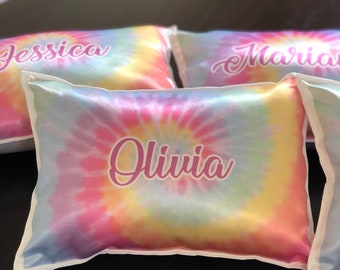 Personalized Pillow , Sleepover Party favors, personalized party, Slumber party, themed party, PJ party, Tie dye favors, Tie Dye pillow