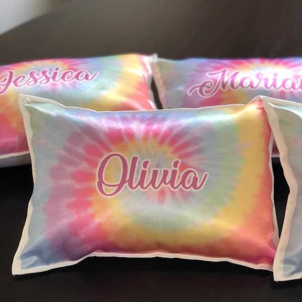 Personalized Pillow , Sleepover Party favors, personalized party, Slumber party, themed party, PJ party, Tie dye favors, Tie Dye pillow