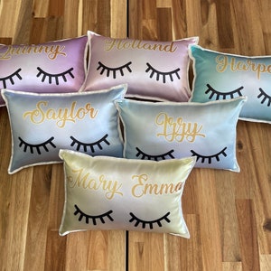 Personalized Pillow , Eyelashes Sleepover Rainbow Party, personalized party, Slumber party, themed party, PJ party