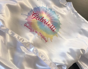 Satin robe, Tie Dye personalized, Spa party, Tie Dye Spa Party, Tie Dye theme, Tie Dye favors