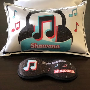 Personalized Pajama Party Kit (pillow and eye mask), Sleepover Party favors, Inspired Tik Tok personalized party, PJ party