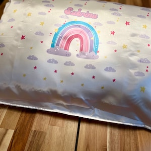 Personalized Satin Pillowcase for Hair and Skin Queen, Sleepover Party favors, Rainbow theme personalized party, PJ party - Set of 1