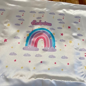 Personalized Satin Pillowcase for Hair and Skin Queen, Sleepover Party favors, Rainbow theme personalized party, PJ party - Set of 1