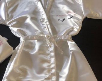 Satin robe, Eyelashes personalized, Spa party, Eyelashes Spa Party, Eyelashes theme, Birthday Squad favors