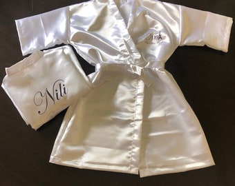 Satin robe, Paris personalized, Spa party, Paris Spa Party, Paris theme, Paris favors