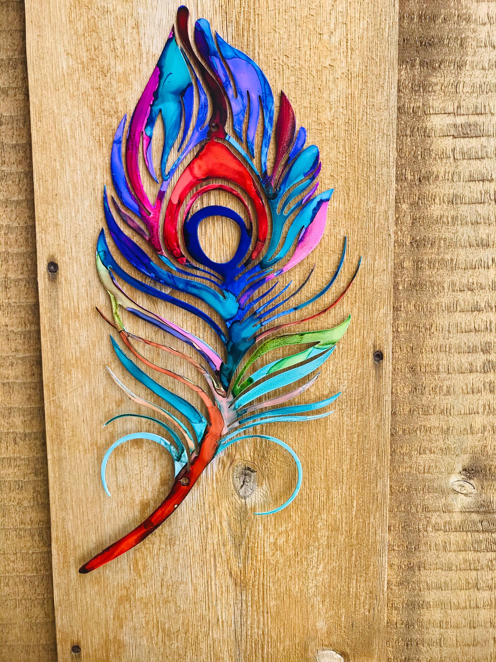 Peacock Feather Metal Art Indoor or Outdoor Peacock Feather Etsy