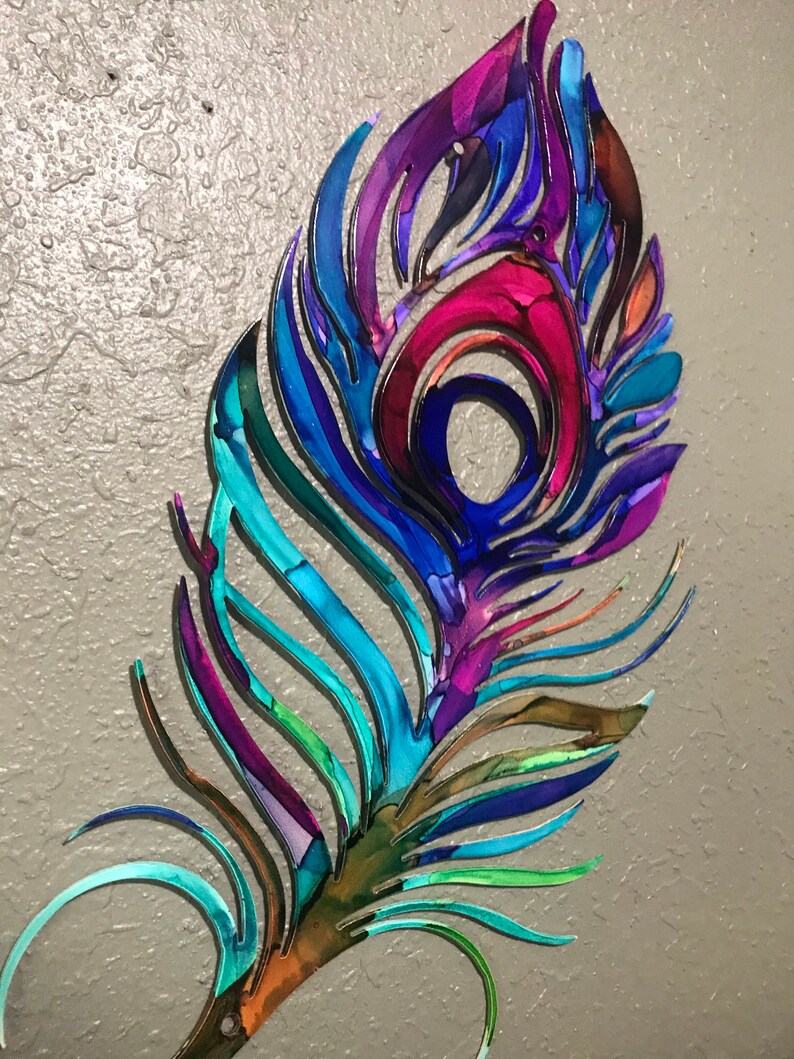 Peacock Feather Metal Art Indoor or Outdoor Peacock Feather Etsy