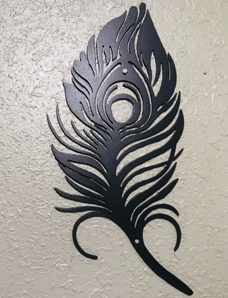 Peacock Feather Metal Art small Peacock Feather Metal Art Etsy