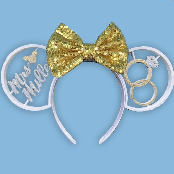 Personalized Bride/Wedding Ears - 3D Printed Disney Ears Headband
