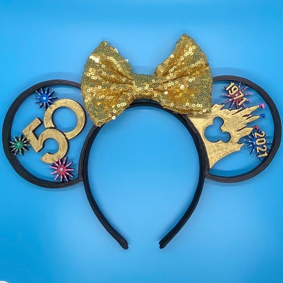 50th Golden Anniversary Disney World-Inspired 3D Printed Disney Ears Headband