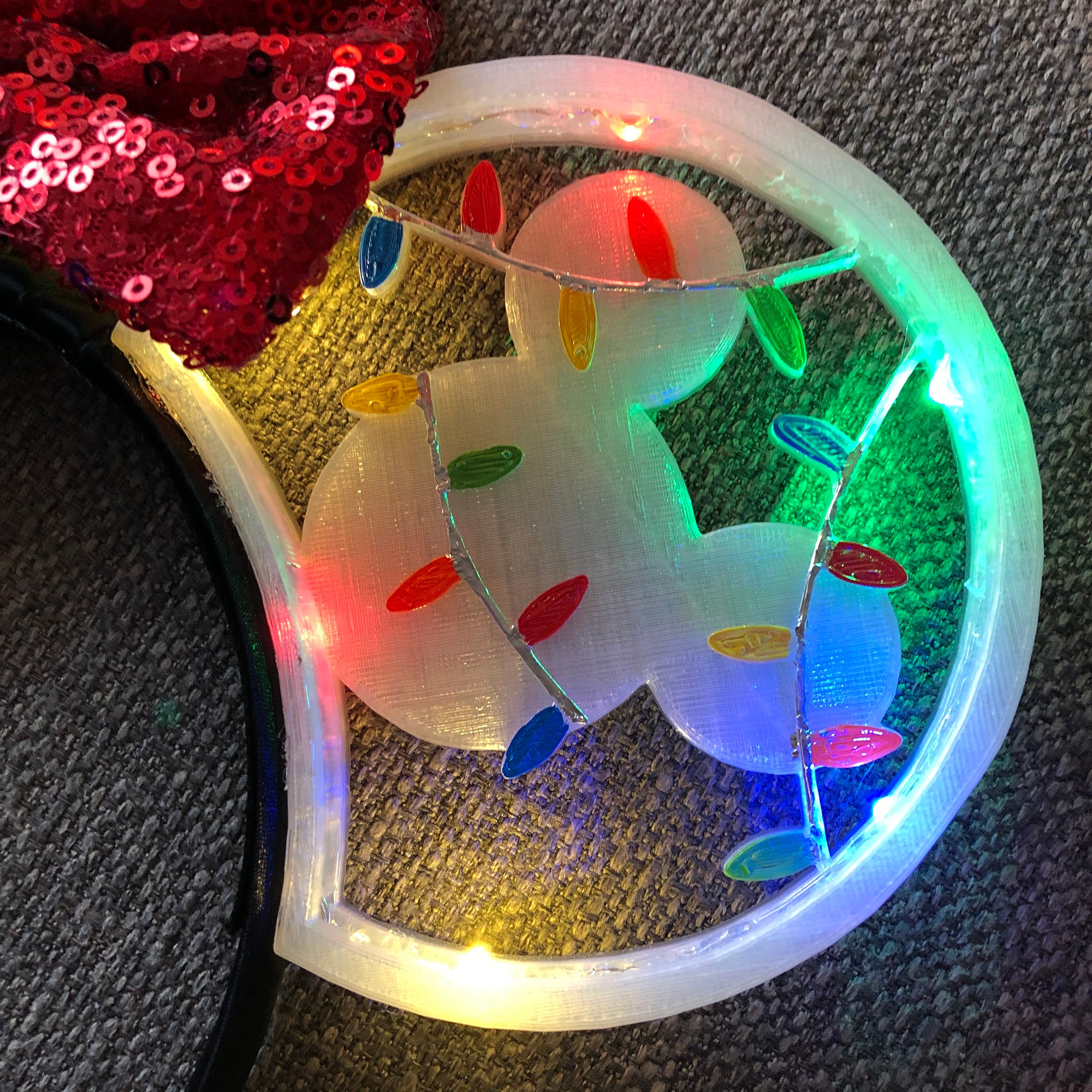 Disney Inspired LIGHT UP Christmas 3D Printed Minnie Ears - NWOT Disney Inspired LIGHT UP Christmas 3D Printed | Mercari main image 3