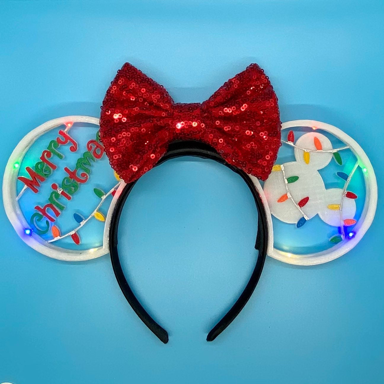 Disney Inspired LIGHT UP Christmas 3D Printed Minnie Ears - NWOT Disney Inspired LIGHT UP Christmas 3D Printed | Mercari main image 4