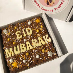 Personalised Eid Mubarak brownie - Eid Mubarak gifts - Eid Al Adha chocolate gift - Eid treat