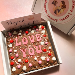 Personalised brownie slab - letterbox gift - baked goods - personalised gift - brownie box - chocolate gift - treat box - isolation gift