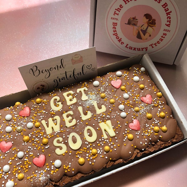 Get Well Soon Brownies | Personalised Recovery Gift Box | Letterbox Brownies UK