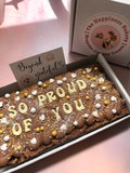 Proud of you gifts, well done gifts, you did it, proud of you brownie, proud gift, personalised well done brownie, gifts for him
