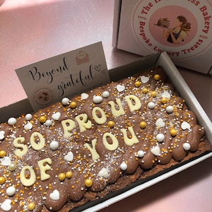 Personalised "So Proud Of You" Chocolate Brownie, Well Done Gift