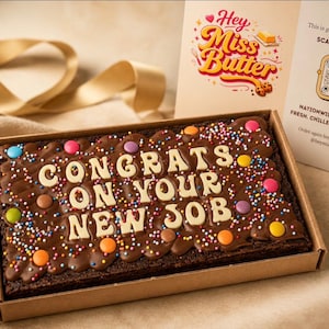 New Job Chocolate Brownie Gift | Congratulations Letterbox Treat UK