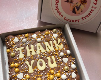 Thank you gift, personalised thank you gift, thank you treat box, thank you brownies, thank you cookies, letterbox gifts
