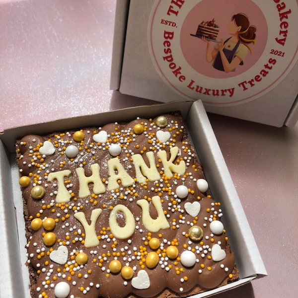 Thank you gift, personalised thank you gift, thank you treat box, thank you brownies, thank you cookies, letterbox gifts
