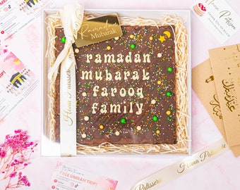 Letterbox brownie slab - Eid Mubarak gift - Ramadan gift - postal gift chocolate brownies - baked goods gifts - personalised gift - brownie