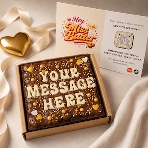 Personalised Brownies Letterbox Gift | Custom Chocolate Message Brownie Box | Postal Brownies UK