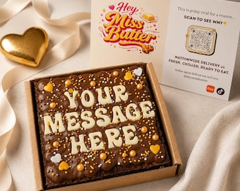 Personalised Brownies Letterbox Gift | Custom Chocolate Message Brownie Box | Postal Brownies UK