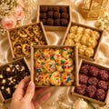 Mini cookie bites gift box, mini chocolate chip cookies, birthday cookie treats, treat box cookies