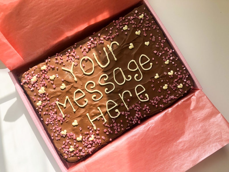 Personalised brownie slab - letterbox gift - baked goods - personalised gift - brownie box - chocolate gift - treat box - isolation gift 