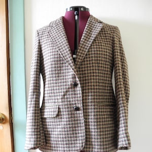 Vintage Oscar de la Renta Plaid Wool Blazer Sports Jacket Coat 70s 80s