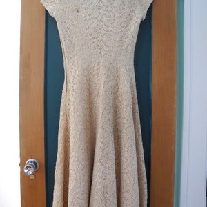 ELEGANT Antique Lace RHINESTONE-embedded 50s CIRCLE Skirt Swing Dress Wedding Gala Garden Party Glitz Glam Sparkly
