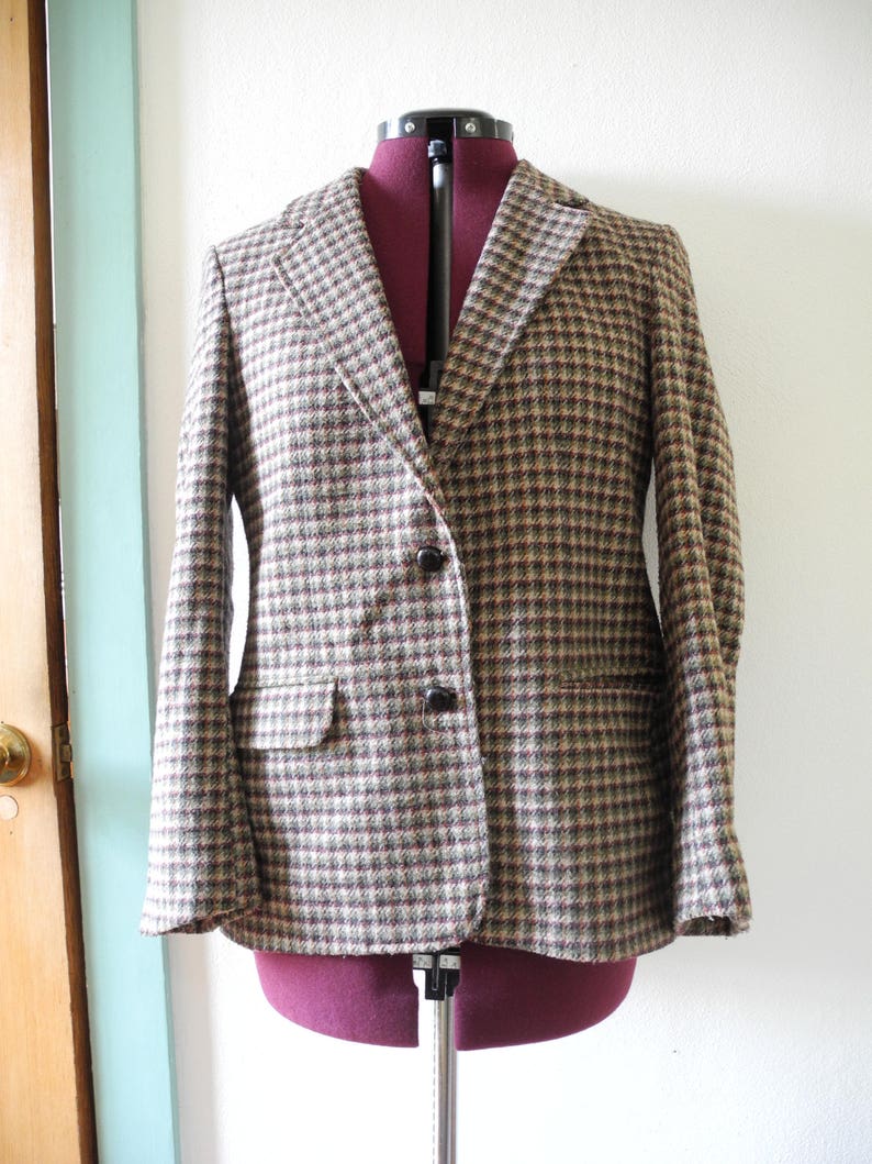 Vintage Oscar de la Renta Plaid Wool Blazer Sports Jacket Coat 70s 80s image 1