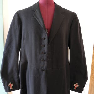 Masonic Men&#39;s Wool Coat Knights Templar Bullion Cross Patch Secret Society Lilley Ames Co 30s 40s Steampunk