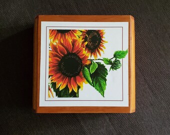 Sunflowers!! Upcycled cigar box