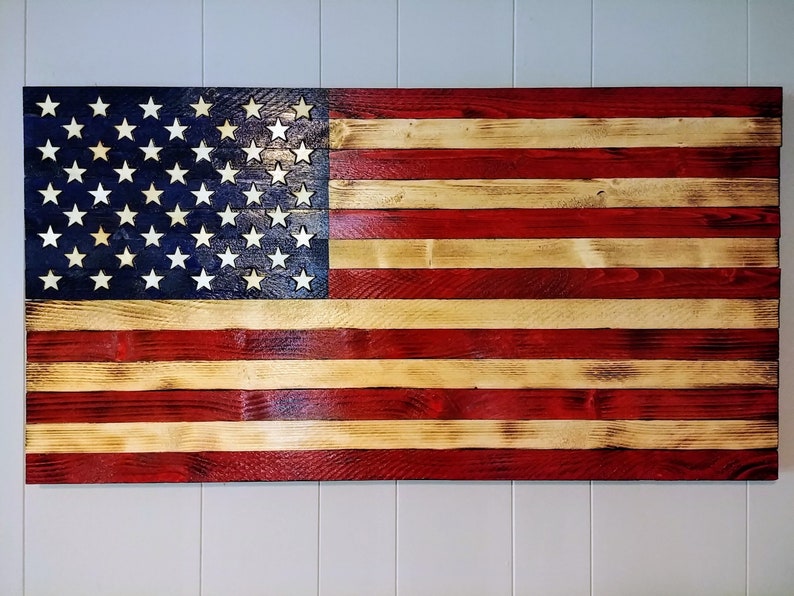 Rustic Large American Flag Wooden Wall Art by Annely Karron Etsy