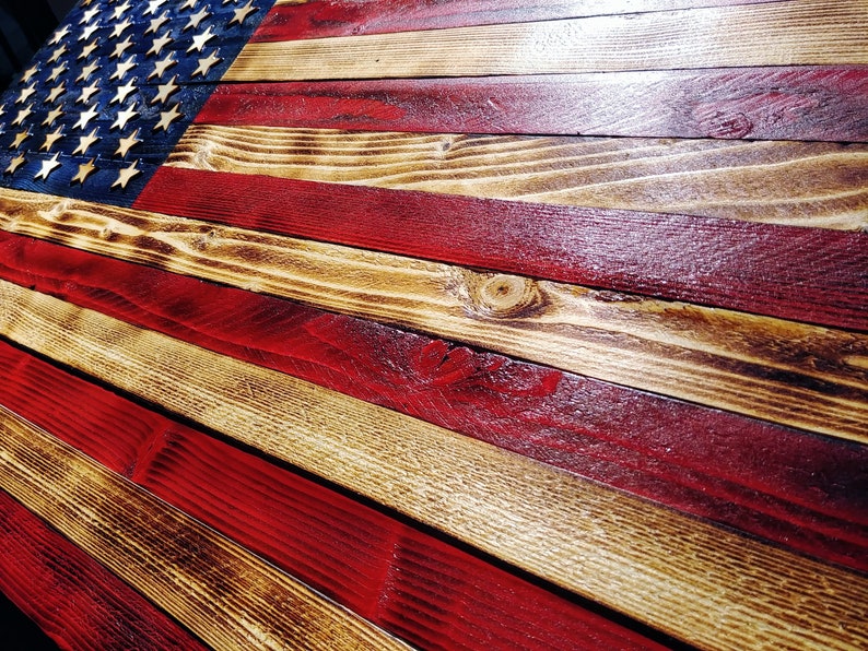 Rustic Large American Flag Wooden Wall Art by Annely Karron Etsy