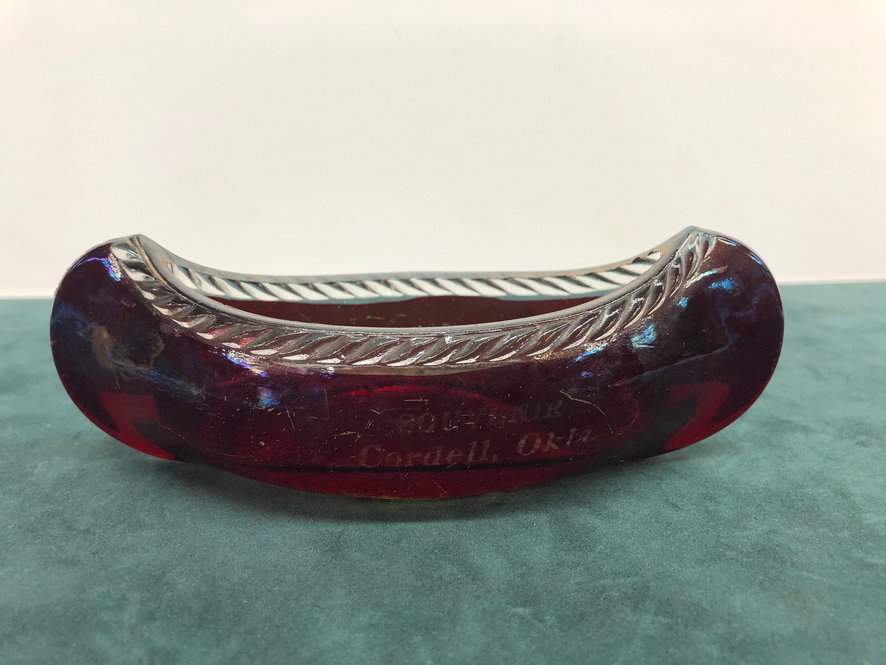 Vintage Glass Canoe Souvenir Cordell Oklahoma Colored Etsy