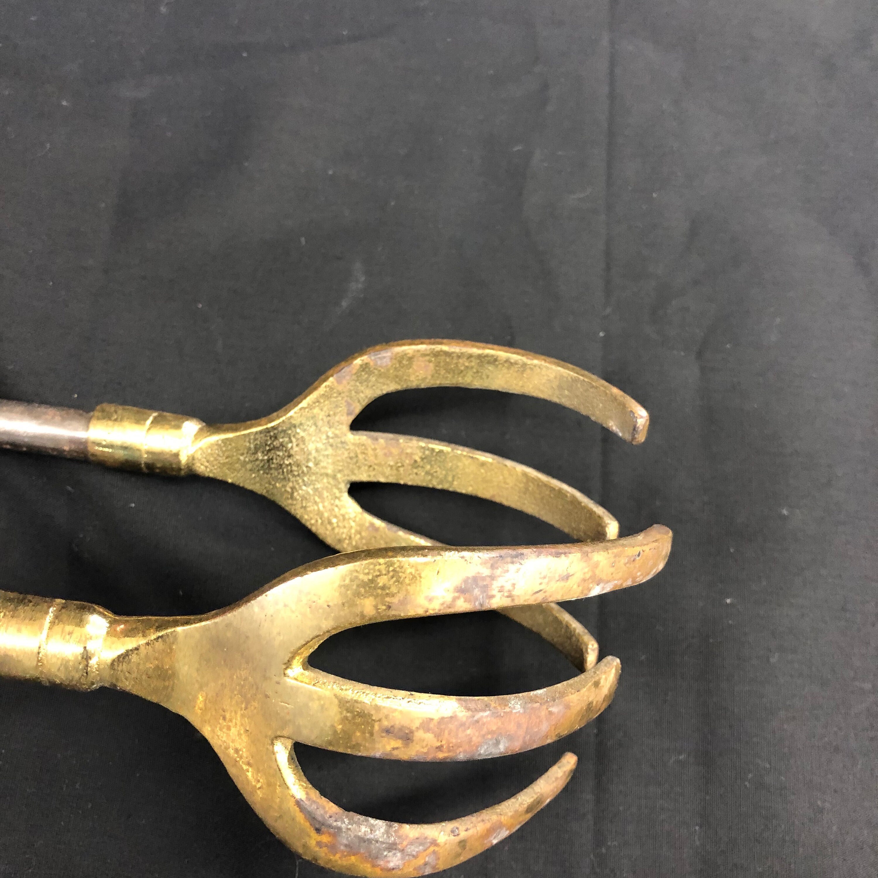 Antique Brass Fireplace Coal Tongs Hearth Stove Vintage Etsy