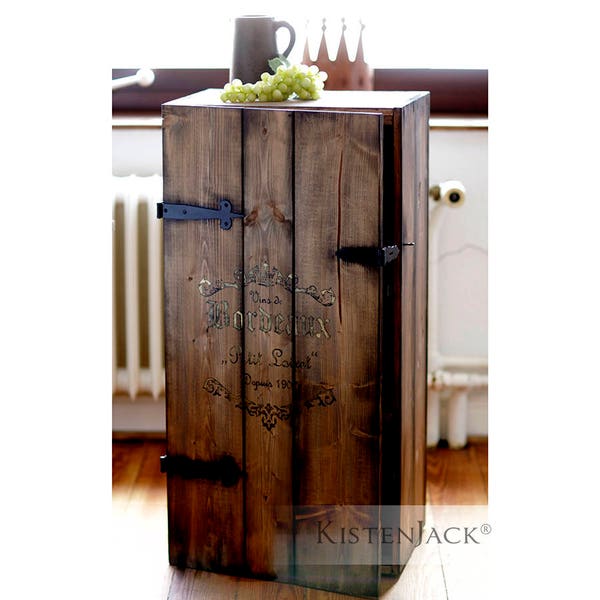 Meuble bar maison caisse bois cargo box coffre en bois "Bordeaux"