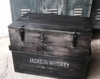 Wooden Box Cargo Box Chest Table Storage Box "Jackson Whiskey"